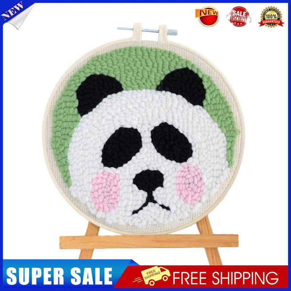 Panda Pattern Punch Needle Embroidery Kit DIY Craft Easy Needlework Wool Work