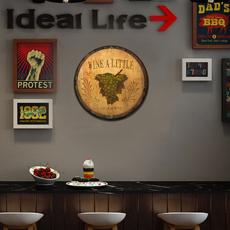 Wine Round Retro Metal Plate Tin Sign Plaque Poster for Bar Club Cafe Decor