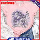 Digital Print Flower Letter Tea T-Shirt (Pink XXL)