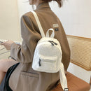 Women Mini Lamb Wool Solid Color Backpack Female Preppy Style Casual Rucksacks