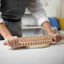 Christmas Elk Embossed Baking Cookies Noodle Roller Wooden Patterned Rolling Pin