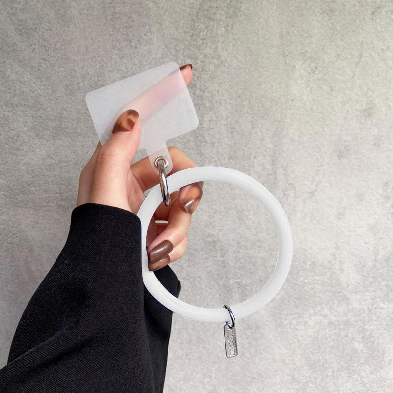 Hanging Ring Phone Silicone Chain Anti-Lost Lanyard Bracelet (Clear White)