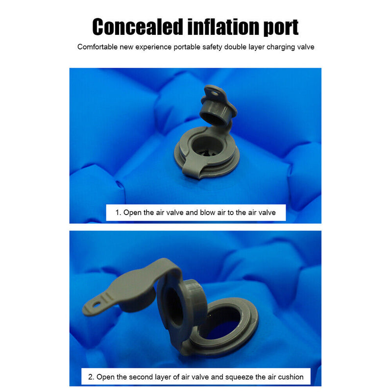 Tent Camping Mat Inflatable Hiking Portable Travel Sleeping Pad (Navy Blue)