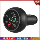3 in1 12/24V Car LED Digital Voltmeter Gauge+Thermometer+USB Charger(Green)