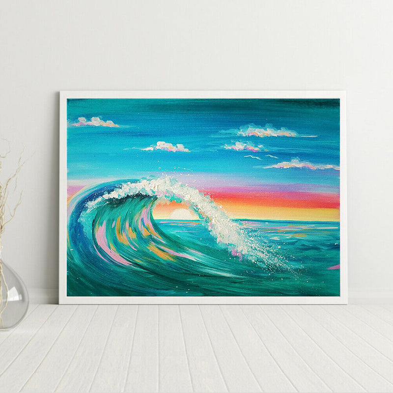 Sunset Wave Frameless Picture Oil Paint By Numbers Hand Painted Picture Kit