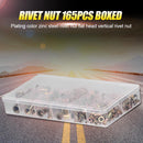 165pcs/set M3 M4 M5 M6 M8 M10 M12 Galvanized Steel Flat Head Rivet Insert Nuts