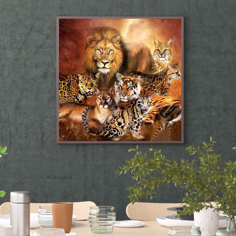 5D DIY Diamond Painting Jungle Animals Full Round Rhinestone Home Picture Newly