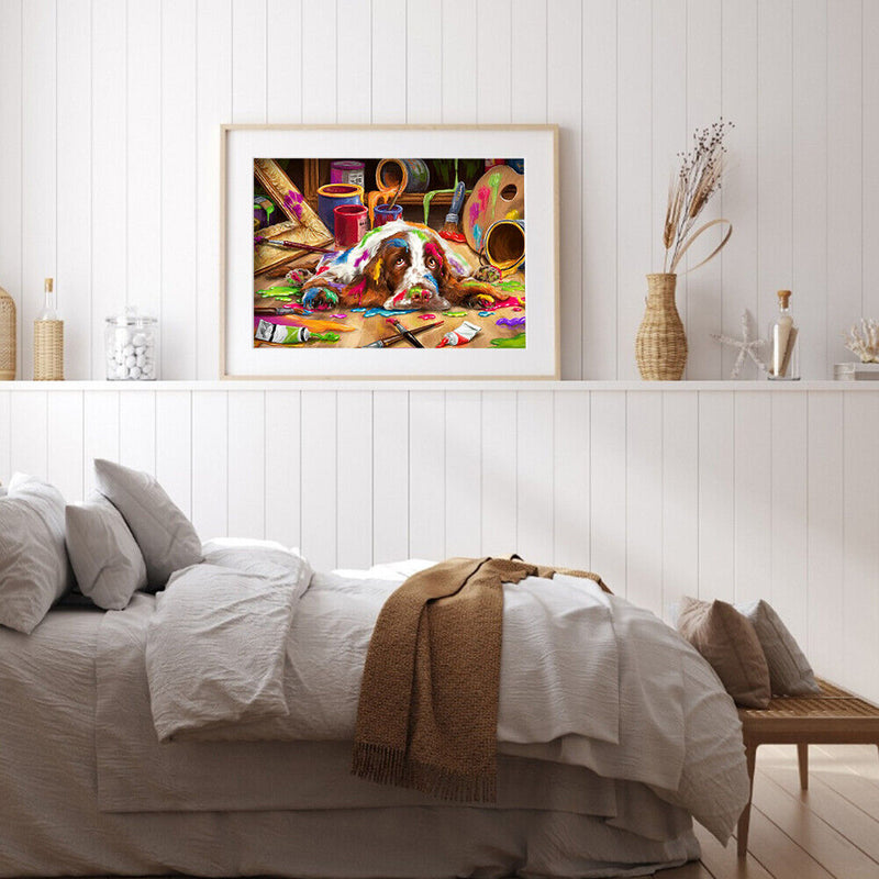 5D Cute Dog Mosaic Diamond Painting Drawing Full Round Drill DIY Art Handcraft