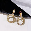 Jewelry Charm Geometric Double Round Circle Dangle Flicker Bright Earrings Hoop