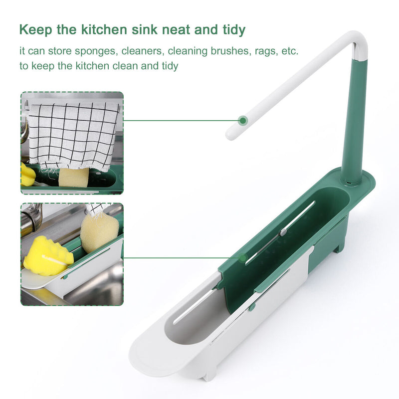 Telescopic Sink Holder-Plastic Adjustable Drainer Sink Tray Sponge Holder Newly