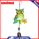 Metal Glass Painted Owl Wind Chimes Garden Birds Wind Chime Bell Hanging Pendant