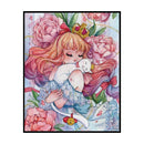 Cross Stitch Full Embroidery Flower Girl Character 11CT Stamped Needlework