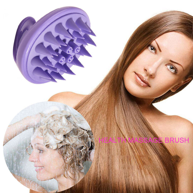 Silicone Head Body Massage Brush Hair Washing Clean Comb Hair Care (Purple)