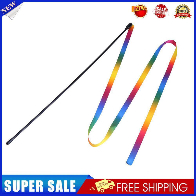 Rainbow Cloth Ribbon Tease Cats Rod Pets Kitten Interactive Scratching Toys