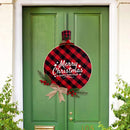 Merry Christmas Decoration Wreath Wood Burlap Welcome Door Sign with Berries