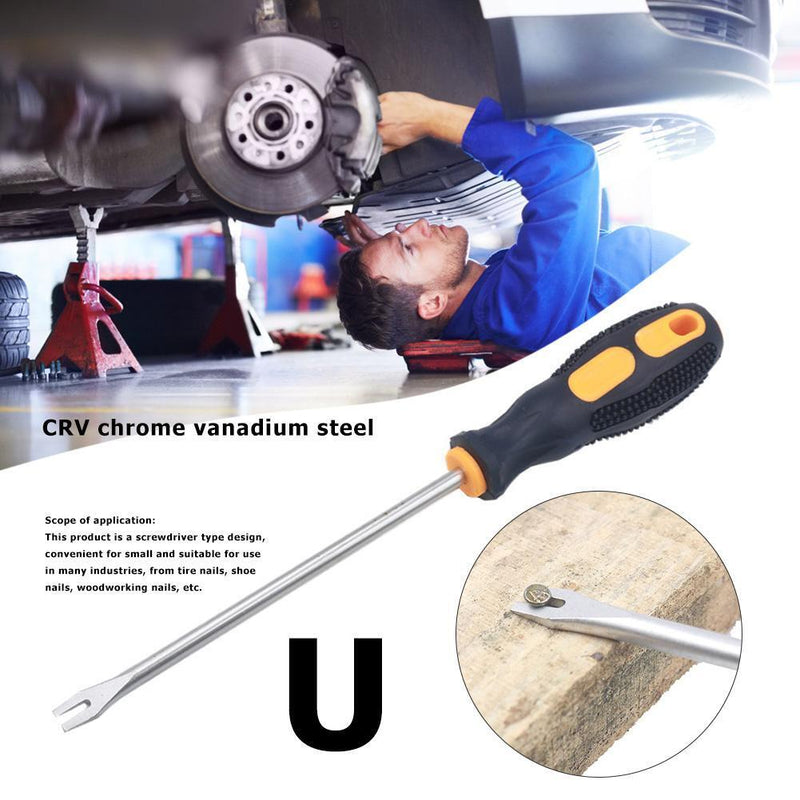 Car Door Interior Trim Clip Screwdriver Nail Puller Fastener Clip (U Black)