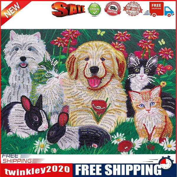 5D DIY Special Shaped Diamond Painting Cats Dogs Cross Stitch Embroidery