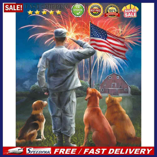 HandPainted Oil Paint Kill Time Picture Colouring Craft Veterans Salute Ban