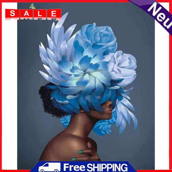 DIY Paint By Number Kit Frameless Girl with Flowers Handpainted Canvas Art Decor