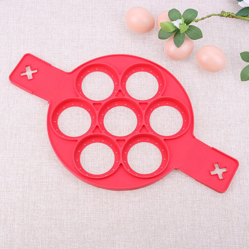 Pancake Egg Ring Maker Silicone Nonstick Kitchen Cooking Tool With 7 Holes