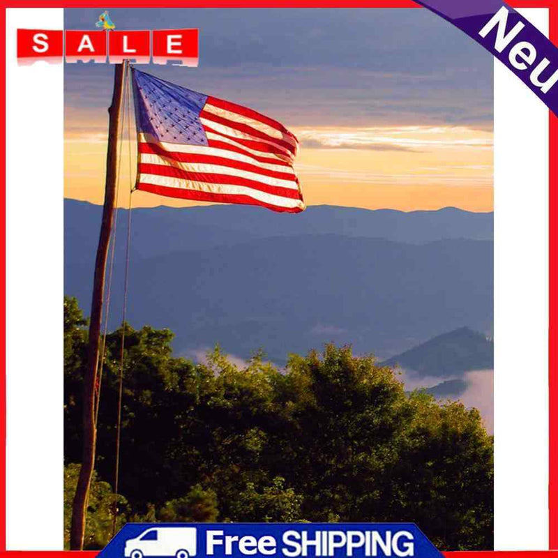 Full Drill Square Diamond Painting Kit DIY 5D American Flag Rhinestone Drawing