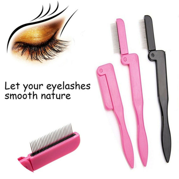 Women's Fashion Foldable Metal Brush Lash Comb Steel Needles Eyelash Separator