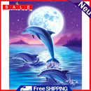 Acrylic Oil Painting By Numbers Dolphin Handmade Digital Picture Art Home Decor