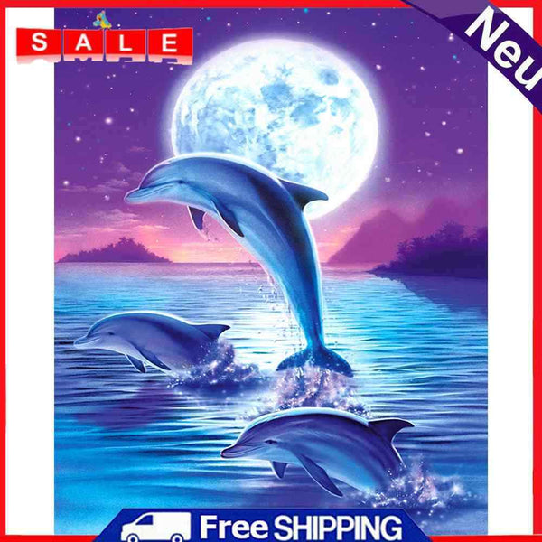Acrylic Oil Painting By Numbers Dolphin Handmade Digital Picture Art Home Decor