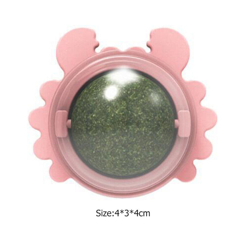 Rotatable Cat Treat Toys with Catnip Snack Licking Ball Kitten Molar (Pink)