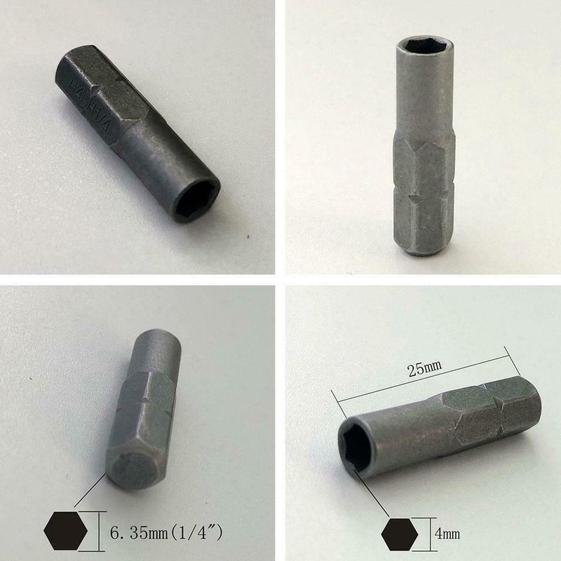 1/4" (6.35mm) hex shank to 4 mm driver socket bit adapter precision.c C1W9