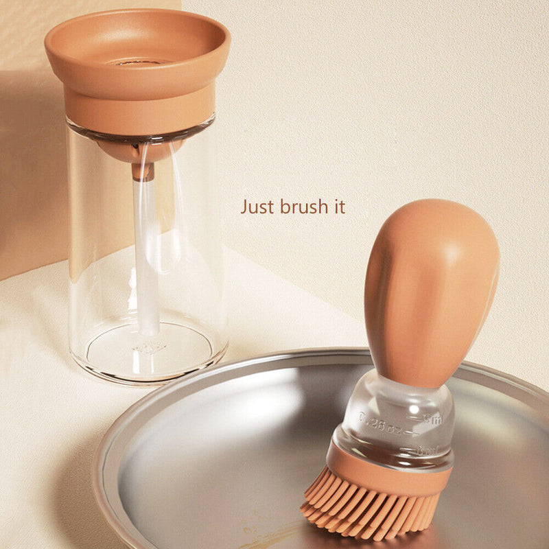 Oil Bottle with Brush Kitchen BBQ Cooking Baking Oil Spray Dispenser (Red)