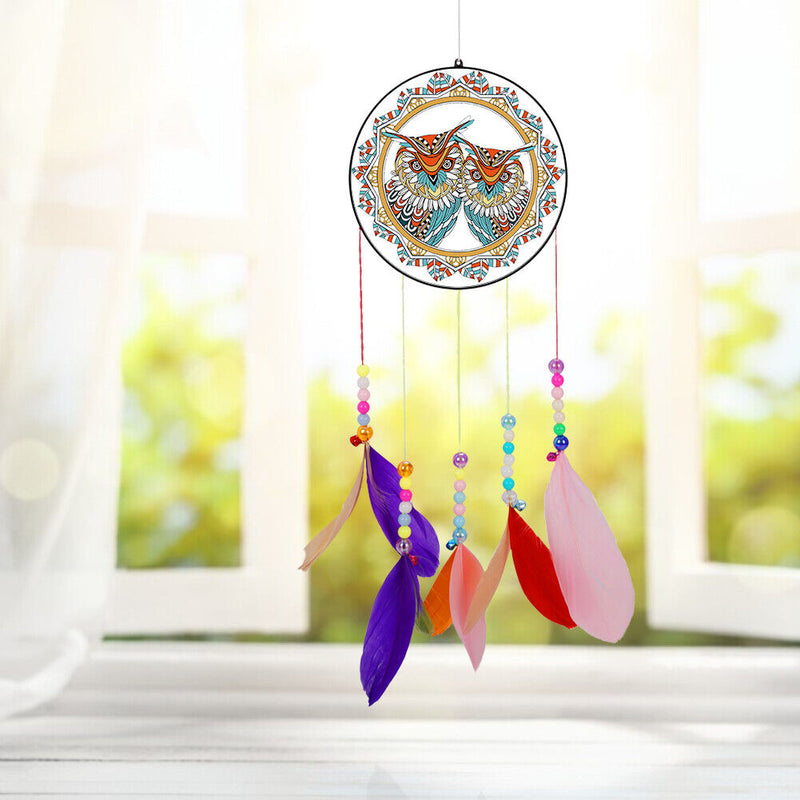 Acrylic Lucky Wind Chime Diamond Painting Dream Catcher Pendant Home Art Deco