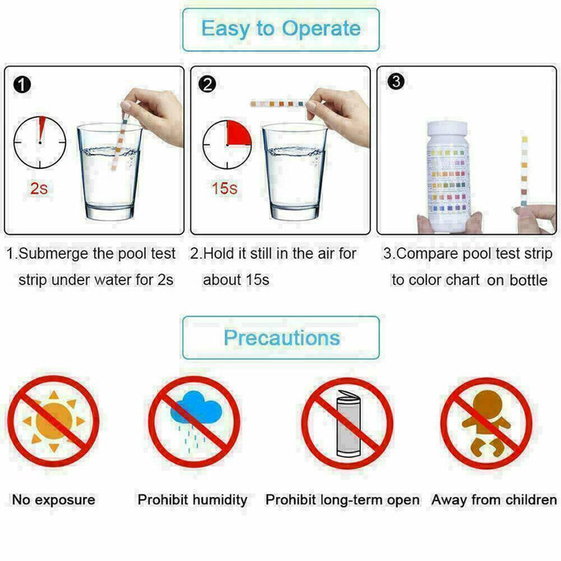6 In 1 50pcs Water Test Strips Swimming Pool Test Strips CA Testing X3X2