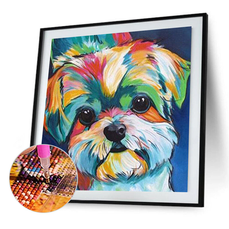 5D DIY Diamond Painting Lovely Colorful Dog Cross Stitch Embroidery Mosaic