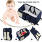 Waterproof Baby Crib Changing Diaper Foldable Mummy Shoulder Bag (Dark Blue