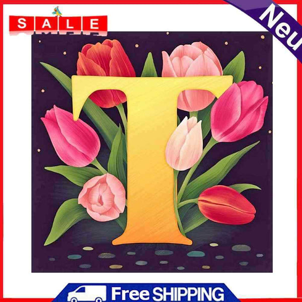 DIY Diamond Painting Kits Flower Letter T Full Round Drill Wall Rhinestone Gifts
