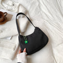 Women Purse Pure Color Underarm Bag Female Casual Shoulder Handbag (Black)