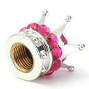 4pcs Car Rhinestone Crown Wheel Tire Valve Caps Auto Air Cover (Rose Red)