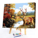 Deer by the Creek Oil Paint By Numbers DIY Canvas Wall Art Picture Craft Decor