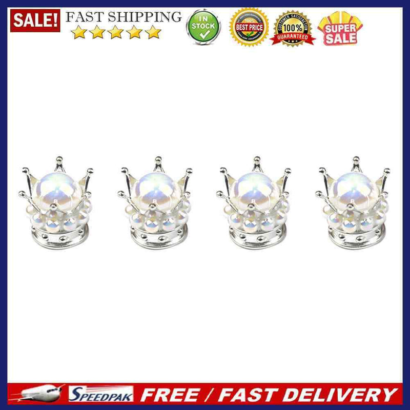 4pcs Universal Crown-Shaped Car Tyre Valve Caps Dust-Proof Tire Valve Covers
