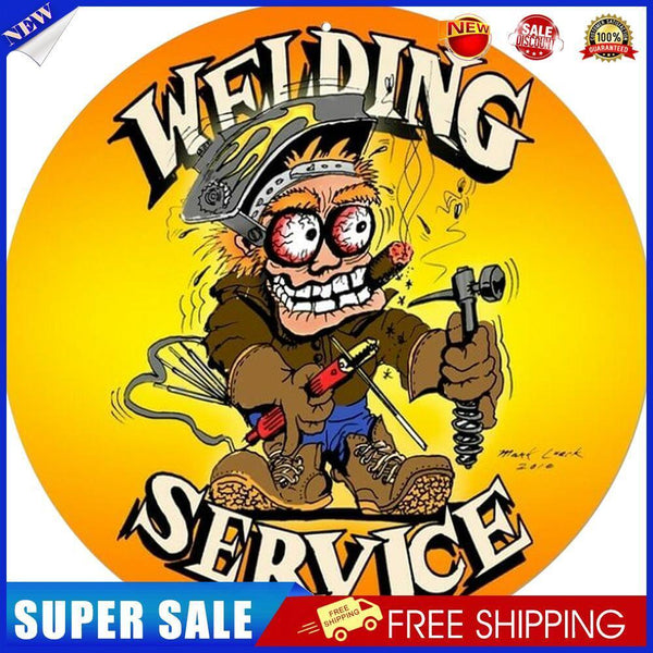 Round Cartoon Hot Rod Metal Plate Tin Sign Plaque for Pub Club Cafe Art (2)