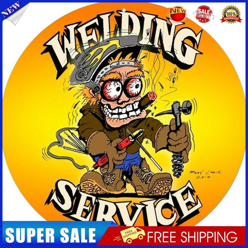 Round Cartoon Hot Rod Metal Plate Tin Sign Plaque for Pub Club Cafe Art (2)