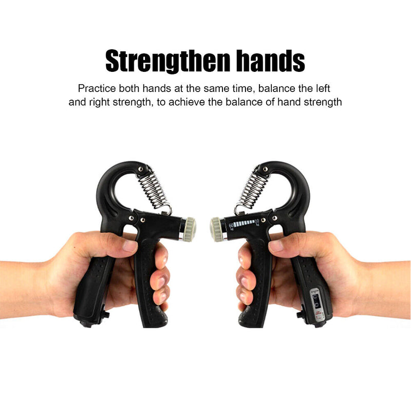 R-Shape Spring Hand Gripper Fitness Countable Hand Strength Grip (Black) Newly