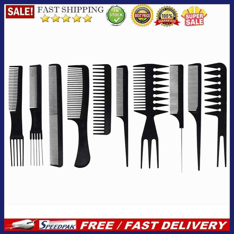 10pcs Stainless Steel Ultra Thin Anti Static Comb Straightener Flat Head Brus