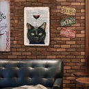 Wine Black Cat Plate Metal Tin Sign Plaque for Bar Pub Club Wall Home Decor