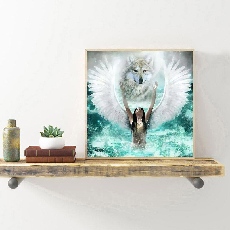 Diamond Painting Kits Full Round Angel and Wolf DIY Wall Arts Home Decor