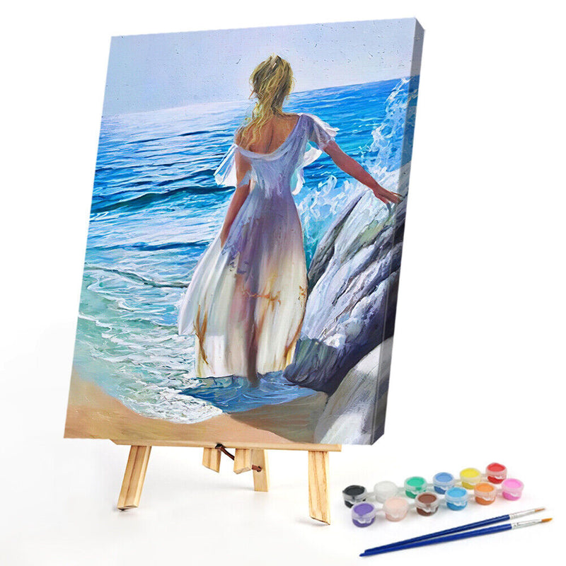 Beach Girl Paint By Numbers Kit DIY Frameless Art Picture On Canvas Craft