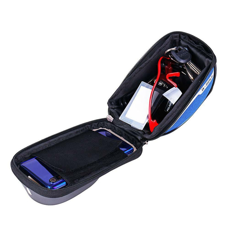 Bike Front Frame Touch Screen Waterproof Phone Bag Top Tube Pannier (Blue)