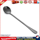 Long Handle Stainless Steel Ice Spoon Coffee Tea Spoons Tableware (Black) Newly
