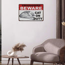 Beware Cat Retro Metal Plate Tin Sign Plaque Poster for Bar Club Cafe Arts